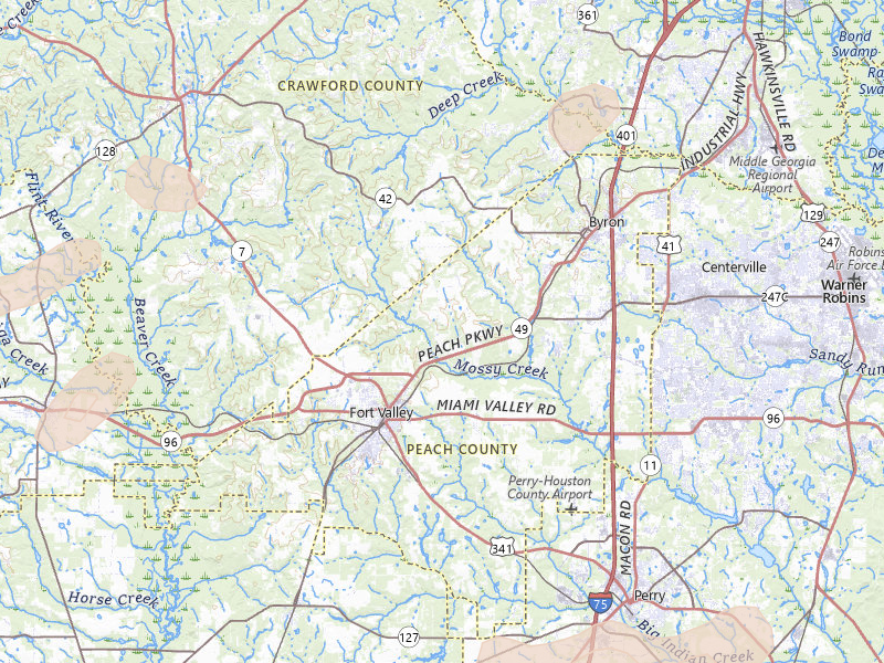 Radar-estimated hail-size map of the storm over Fort Valley, GA on Jul 9, 2026