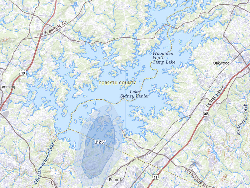 NEXRAD radar-signature map of the hail over Gainesville, GA