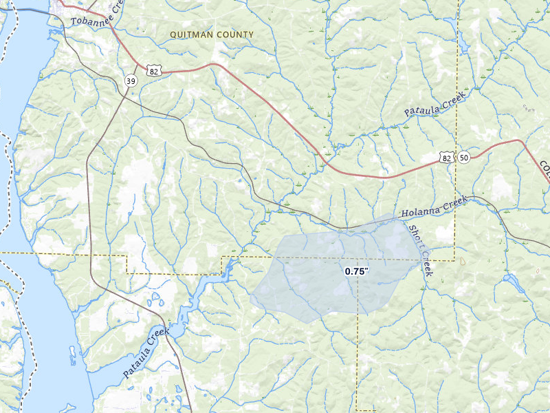 NEXRAD radar-signature map of the hail over Georgetown, GA