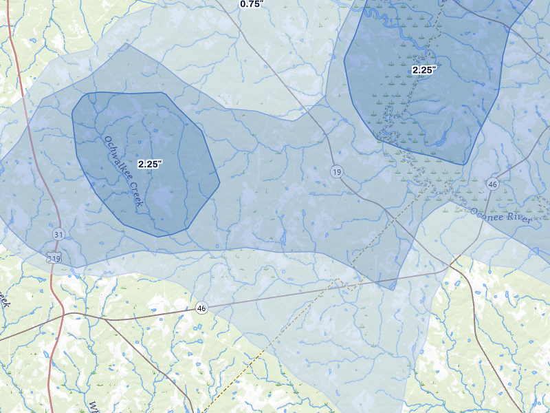 NEXRAD radar-signature map of the hail storm over Glenwood, GA on May 17, 2026
