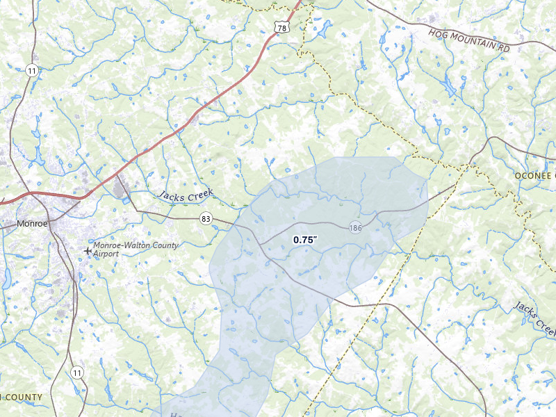 NEXRAD radar-signature map of the hail storm over Good Hope, GA on Apr 29, 2026