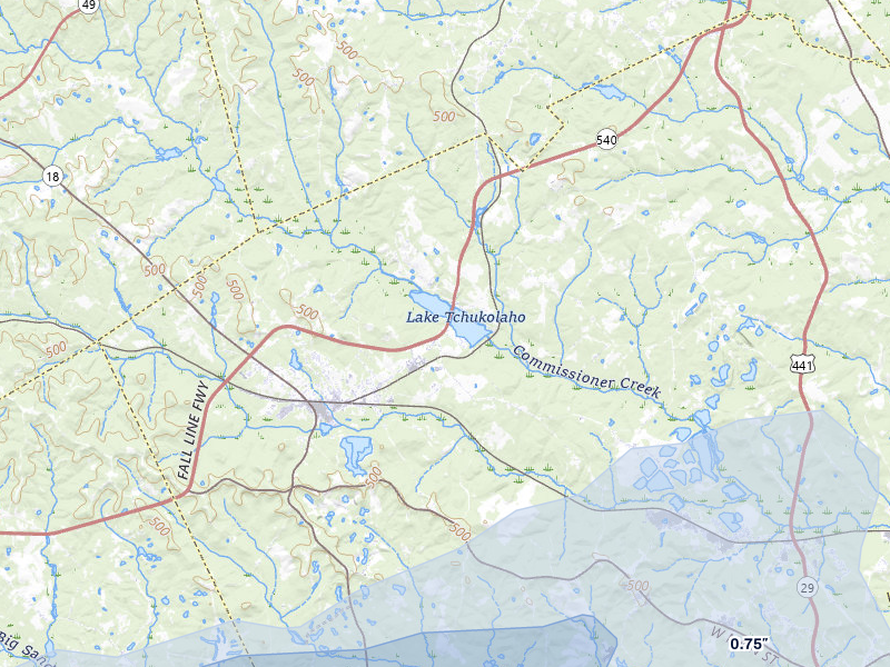 NEXRAD radar-signature map of the hail storm over Gordon, GA on Jul 9, 2026