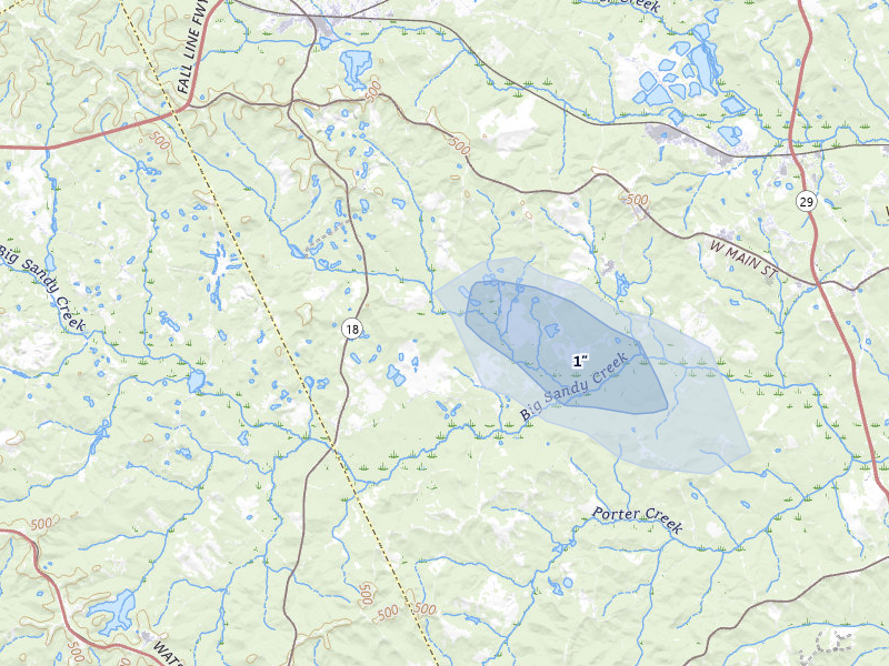 NEXRAD radar-signature map of the hail storm over Gordon, GA on Aug 11, 2026