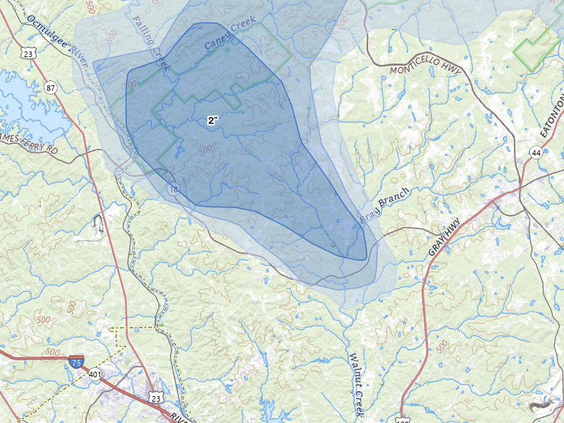 NEXRAD radar-signature map of the hail storm over Gray, GA on May 17, 2026