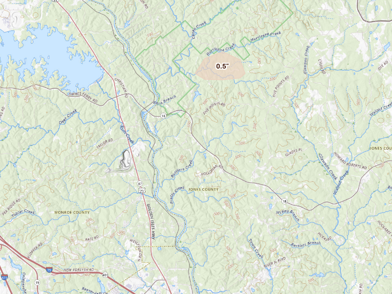 Radar-estimated hail-size map of the storm over Gray, GA