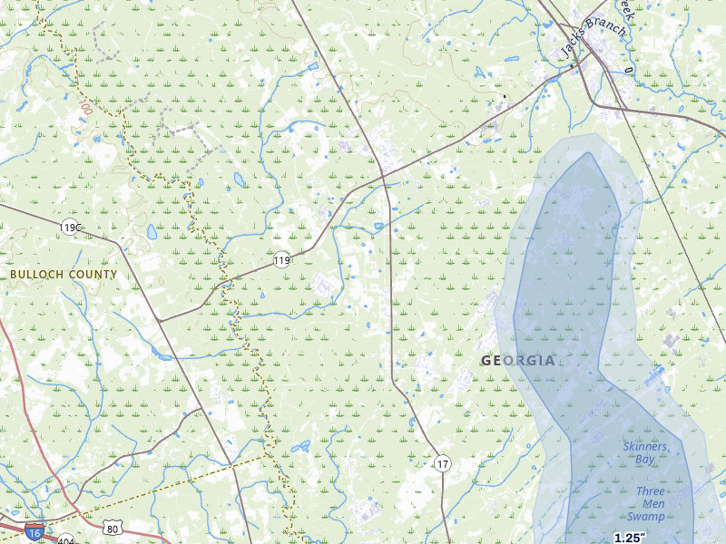 NEXRAD radar-signature map of the hail storm over Guyton, GA on Jul 5, 2026