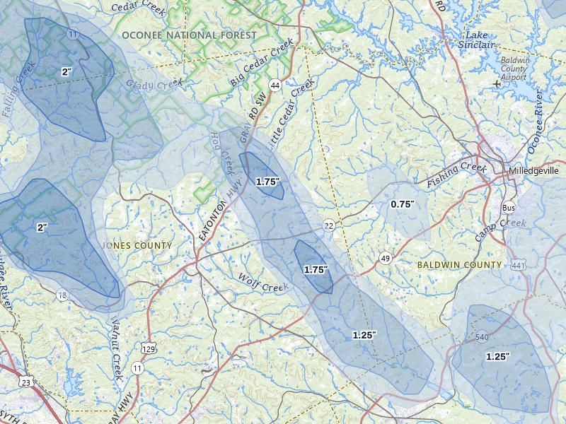 NEXRAD radar-signature map of the hail storm over Haddock, GA on May 17, 2026