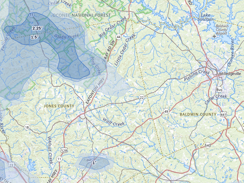 NEXRAD radar-signature map of the hail storm over Haddock, GA on Jul 9, 2026
