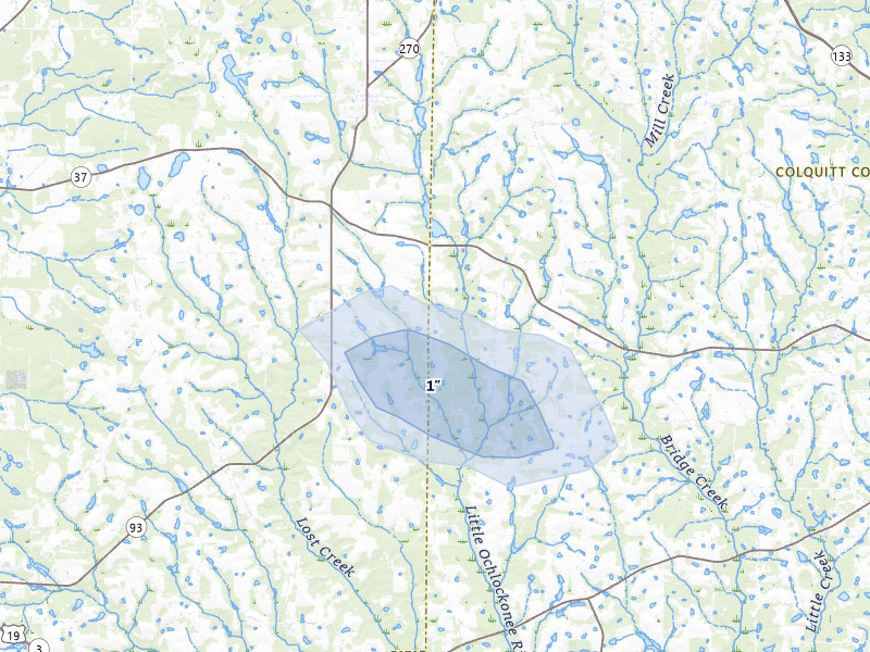 NEXRAD radar-signature map of the hail storm over Hartsfield, GA on Jul 10, 2026