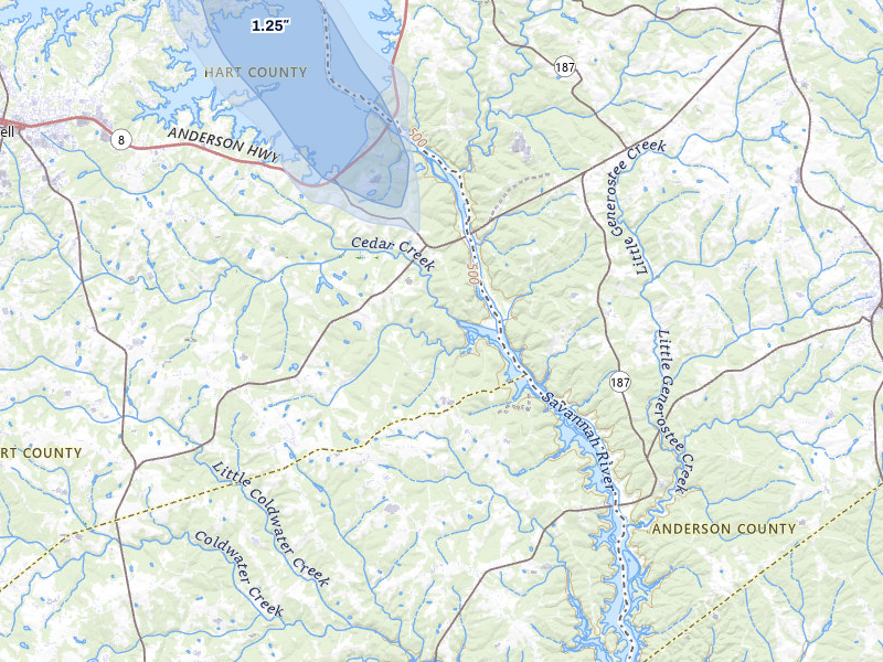 NEXRAD radar-signature map of the hail storm over Hartwell, GA on Jun 1, 2026