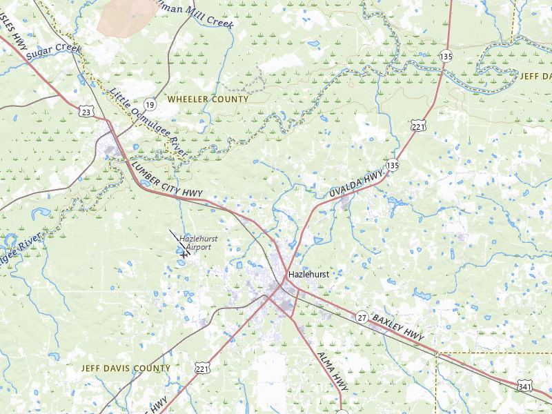 Radar-estimated hail-size map of the storm over Hazlehurst, GA on May 24, 2026
