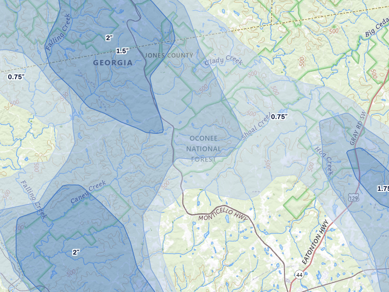 NEXRAD radar-signature map of the hail storm over Hillsboro, GA on May 17, 2026