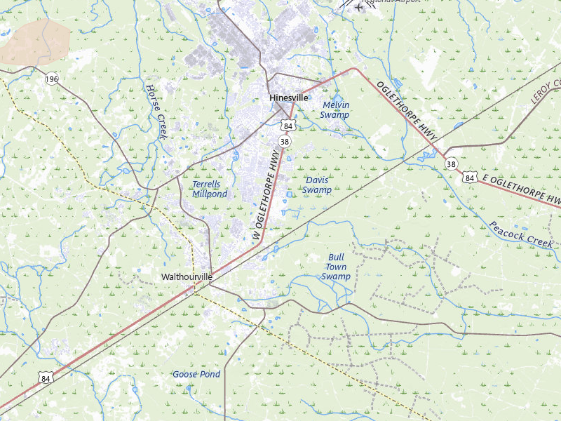Radar-estimated hail-size map of the storm over Hinesville, GA on Jul 12, 2026
