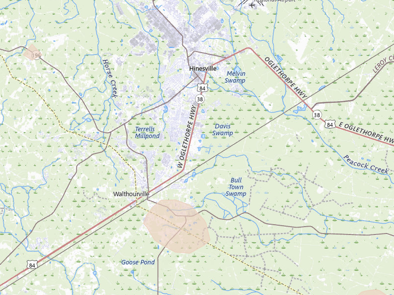 Radar-estimated hail-size map of the storm over Hinesville, GA on Aug 11, 2026