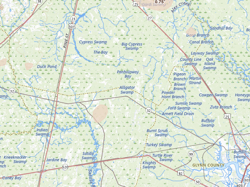Radar-estimated hail-size map of the storm over Hortense, GA on Jun 20, 2026