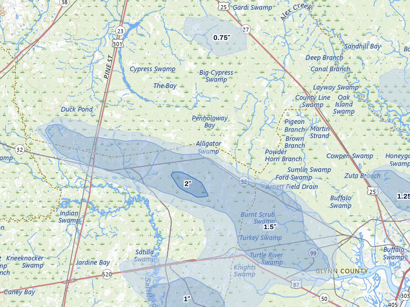 NEXRAD radar-signature map of the hail storm over Hortense, GA on Jul 29, 2026
