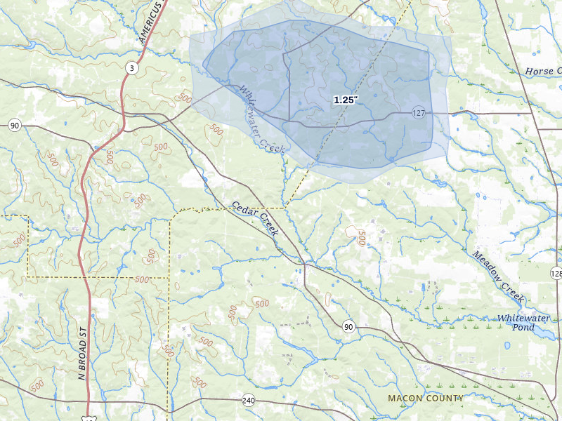 NEXRAD radar-signature map of the hail storm over Ideal, GA on Apr 1, 2026