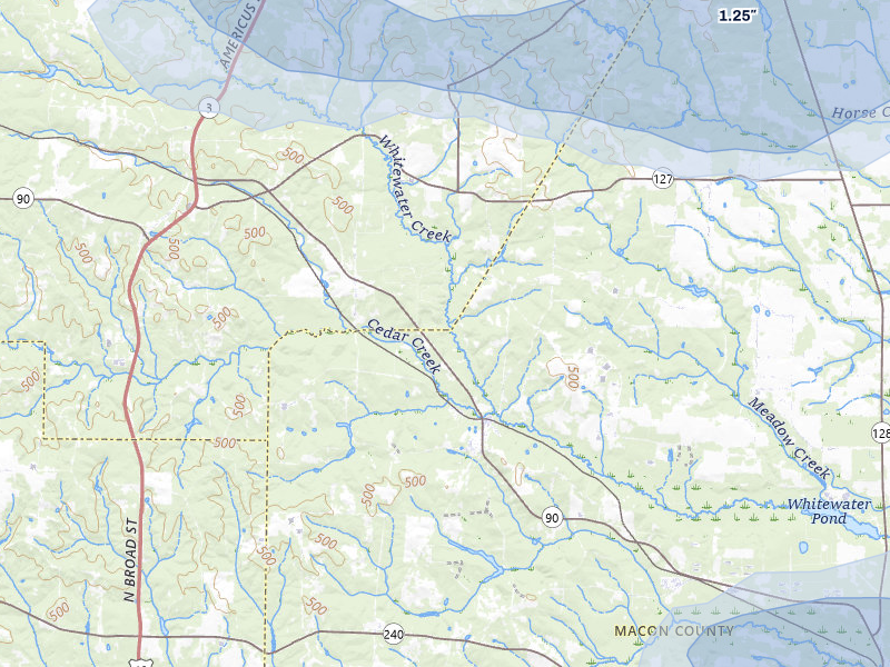 NEXRAD radar-signature map of the hail storm over Ideal, GA on Aug 11, 2026