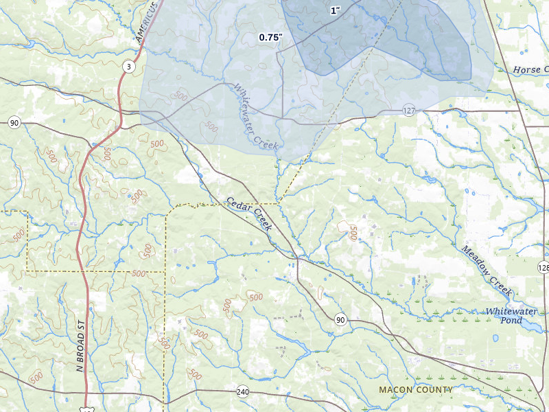 NEXRAD radar-signature map of the hail storm over Ideal, GA on Aug 14, 2026