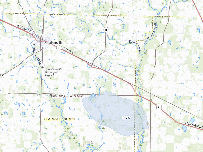 NEXRAD radar-signature map of the hail storm over Iron City, GA on Apr 4, 2026