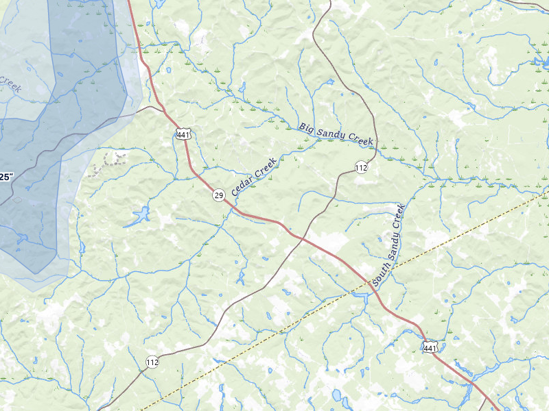 NEXRAD radar-signature map of the hail storm over Irwinton, GA on Jul 12, 2026