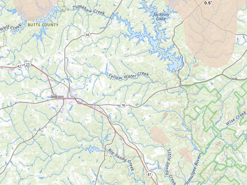 Radar-estimated hail-size map of the storm over Jackson, GA on Sep 5, 2026