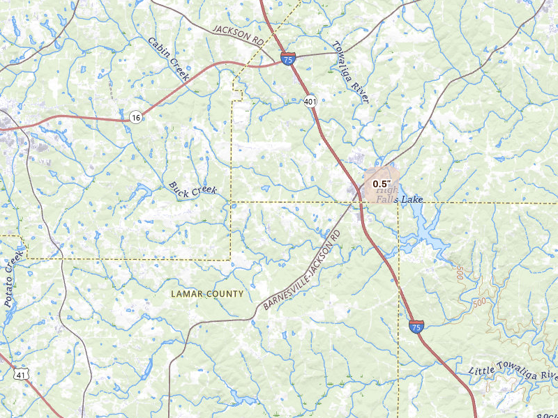 Radar-estimated hail-size map of the storm over Jackson, GA