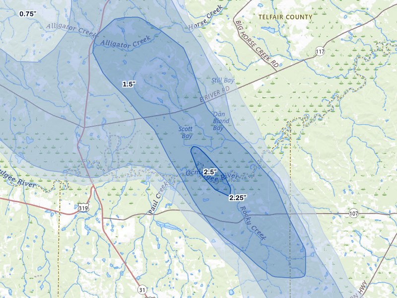 NEXRAD radar-signature map of the hail storm over Jacksonville, GA on May 17, 2026