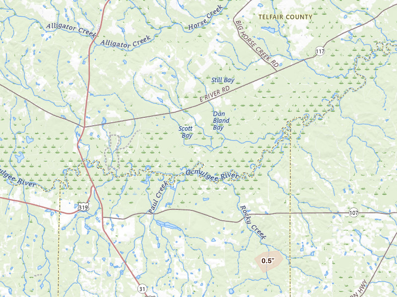 Radar-estimated hail-size map of the storm over Jacksonville, GA on Jul 9, 2026
