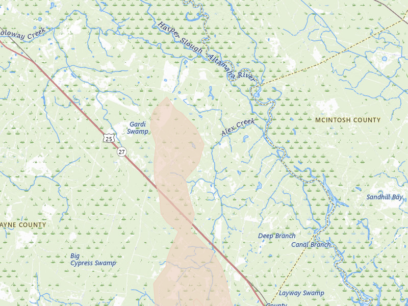 Radar-estimated hail-size map of the storm over Jesup, GA