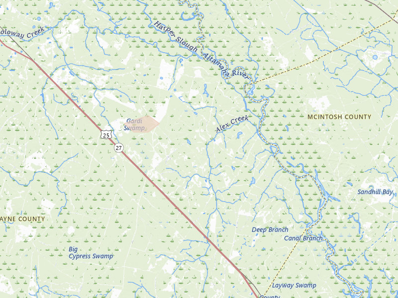 Radar-estimated hail-size map of the storm over Jesup, GA on May 23, 2026
