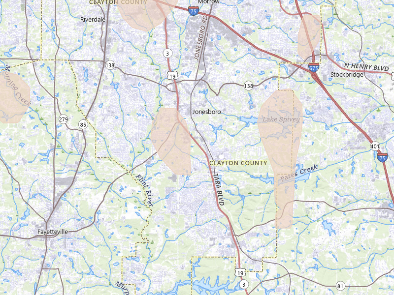 Radar-estimated hail-size map of the storm over Jonesboro, GA on May 17, 2026