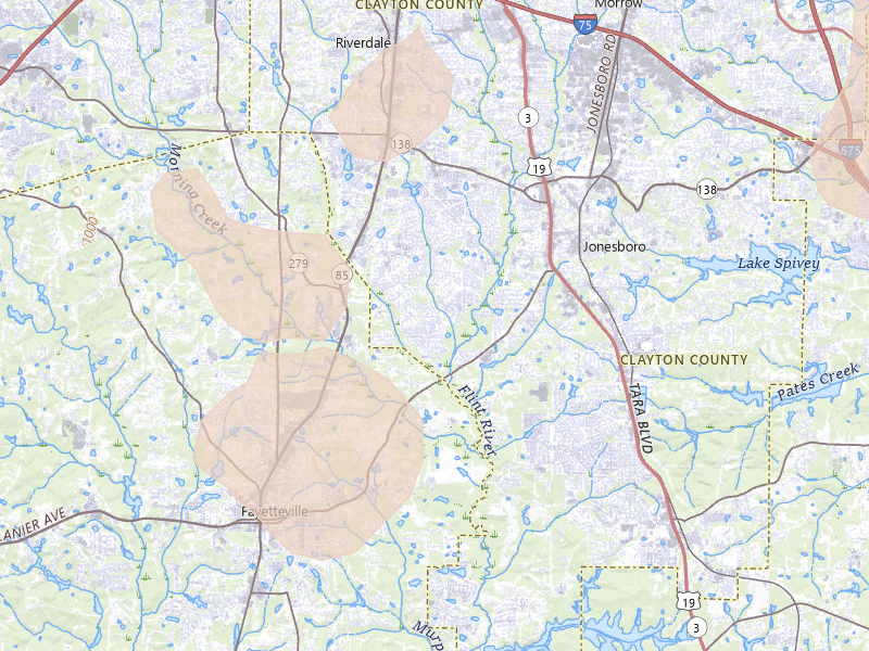Radar-estimated hail-size map of the storm over Jonesboro, GA