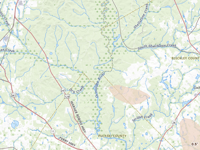 Radar-estimated hail-size map of the storm over Kathleen, GA on Aug 6, 2026