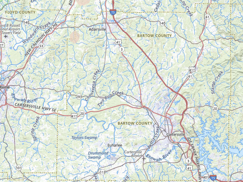 Radar-estimated hail-size map of the storm over Kingston, GA on Jul 19, 2026