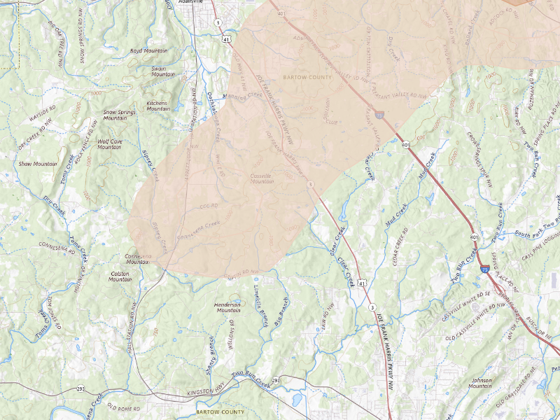 Radar-estimated hail-size map of the storm over Kingston, GA