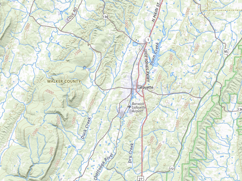 Radar-estimated hail-size map of the storm over La Fayette, GA on Jul 5, 2026