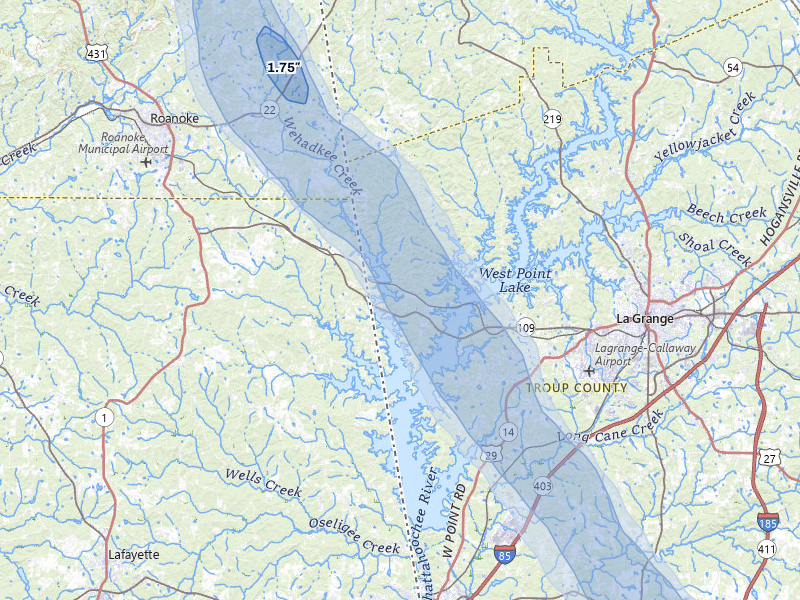 NEXRAD radar-signature map of the hail storm over Lagrange, GA on Jun 1, 2026