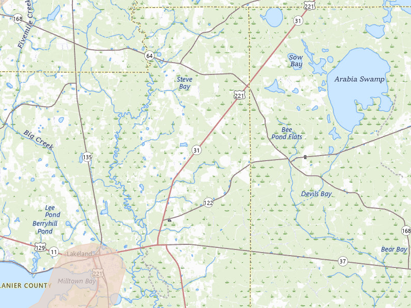 Radar-estimated hail-size map of the storm over Lakeland, GA on Mar 15, 2026