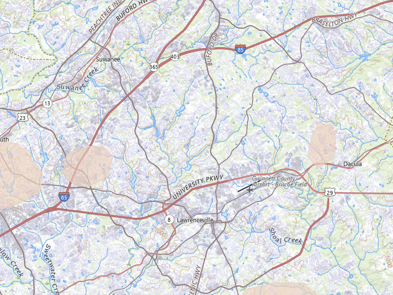 Radar-estimated hail-size map of the storm over Lawrenceville, GA on Jul 4, 2026