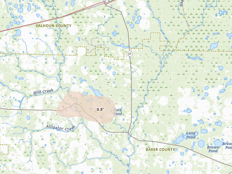 Radar-estimated hail-size map of the storm over Leary, GA