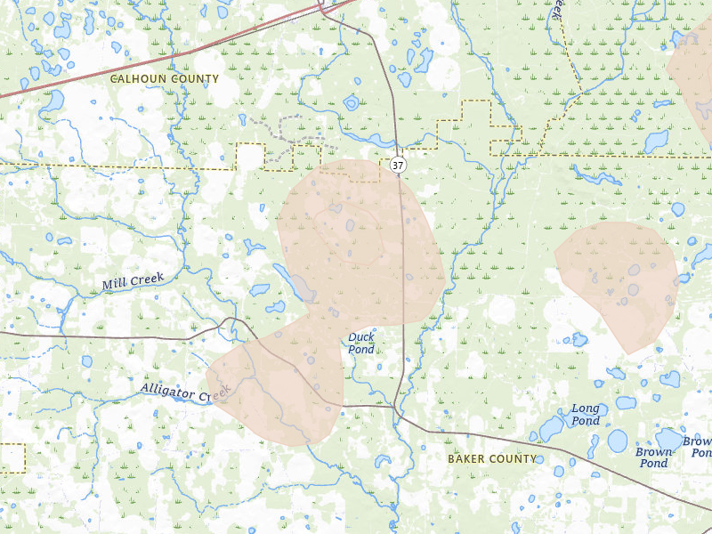 Radar-estimated hail-size map of the storm over Leary, GA on Jul 29, 2026