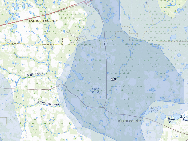 NEXRAD radar-signature map of the hail over Leary, GA