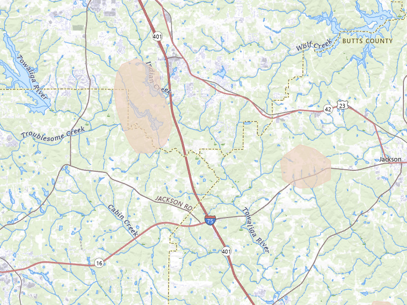 Radar-estimated hail-size map of the storm over Locust Grove, GA on May 17, 2026