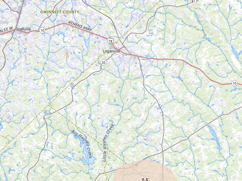 Radar-estimated hail-size map of the storm over Loganville, GA on Jul 11, 2026