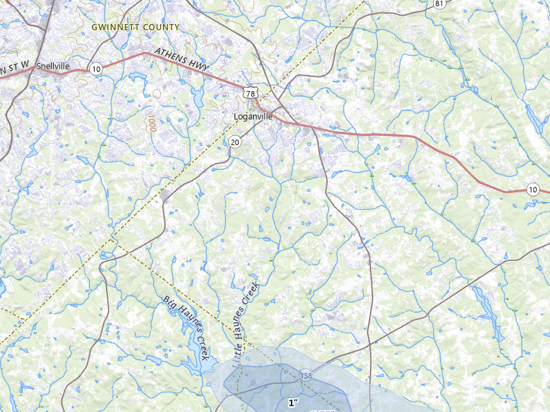 NEXRAD radar-signature map of the hail storm over Loganville, GA on Jul 11, 2026