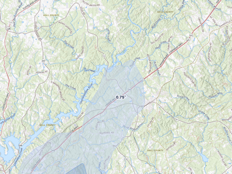 NEXRAD radar-signature map of the hail storm over Lula, GA on Sep 5, 2026