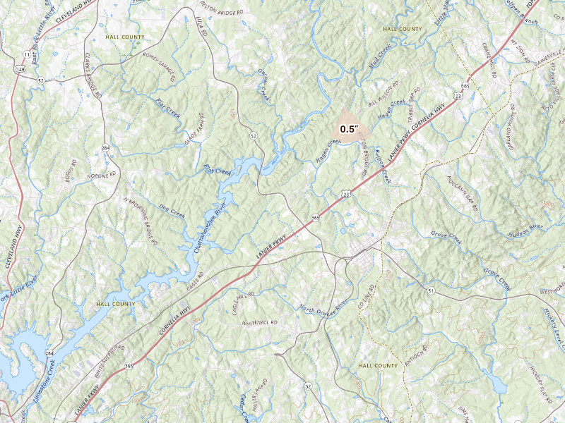 Radar-estimated hail-size map of the storm over Lula, GA on Sep 19, 2026