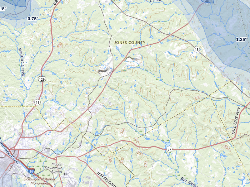 NEXRAD radar-signature map of the hail storm over Macon, GA on May 17, 2026