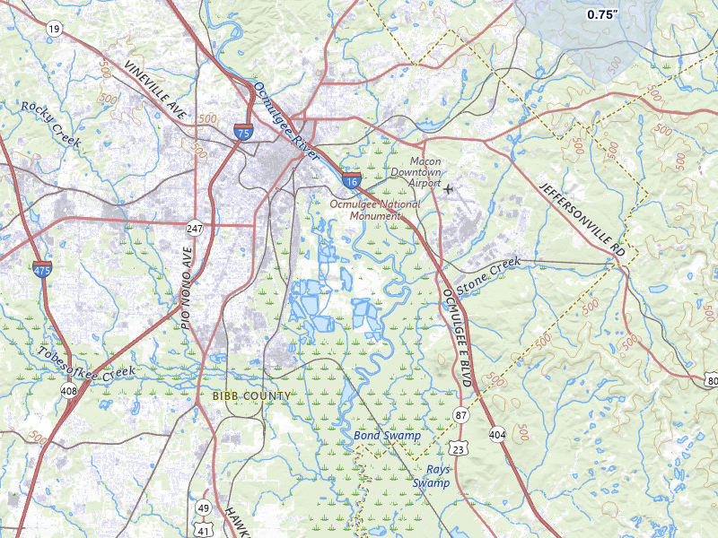 NEXRAD radar-signature map of the hail storm over Macon, GA on Aug 6, 2026